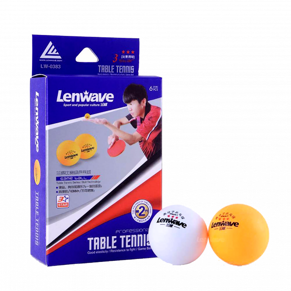 6 כדורים מקצועיים לטניס שולחן 3 כוכבים 40+ דגם LENWAVE 0383