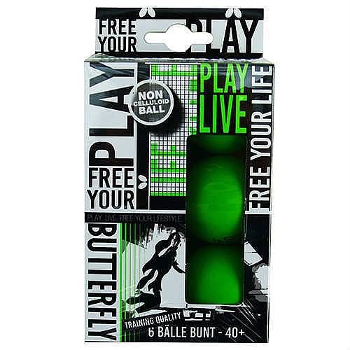 6 כדורי טניס שולחן בטרפליי מפלסטיק לאימון +Butterfly Play Live 40