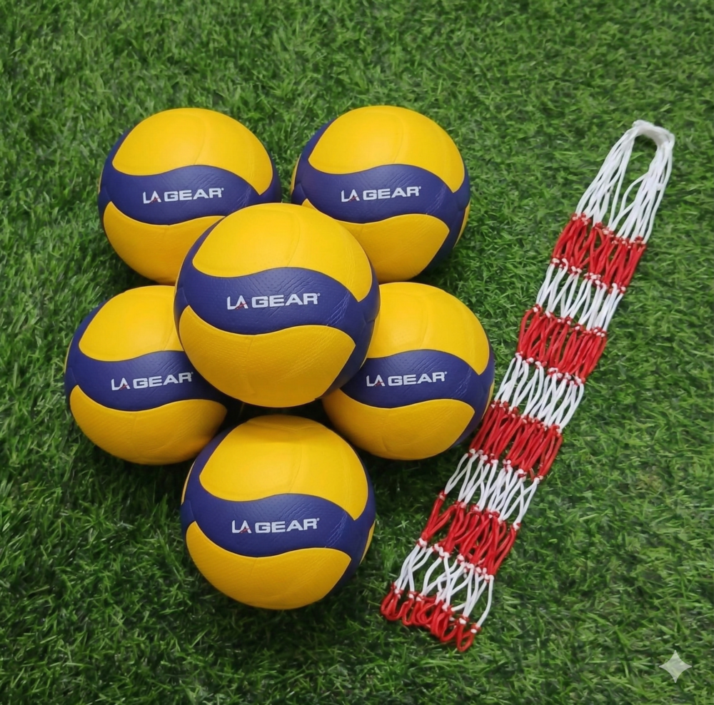 ערכת כדורעף רך למתחילים מארז 5 יח + רשת לאיסוף כדורים